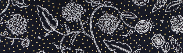 Blackwork Spot Silk - Midnight Blue / Silver Metallic / Gold Metallic