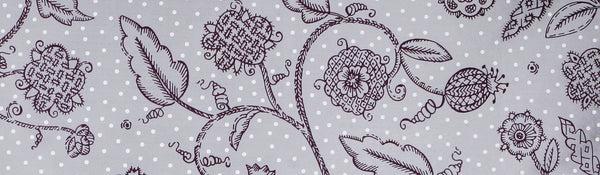 Blackwork Spot Silk - Silver Grey / Purple / White