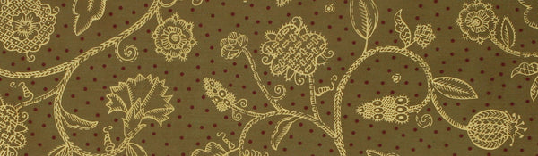 Blackwork Spot Silk - Olive / Gold Metallic / Red