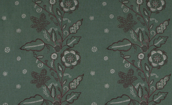 Leaf Stitch Embroidery - Duck Egg Blue / Old Rose / Ivory