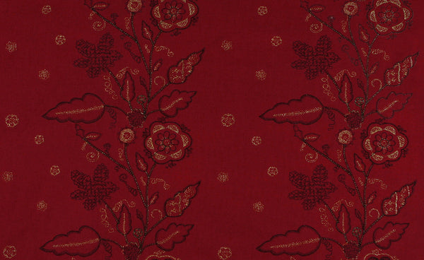 Leaf Stitch Embroidery - Red / Black / Gold Metallic