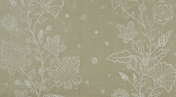 Leaf Stitch Linen - Natural / White