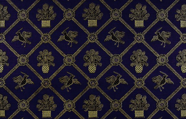 Rope Trellis Linen - Violet / Black / Gold Metallic