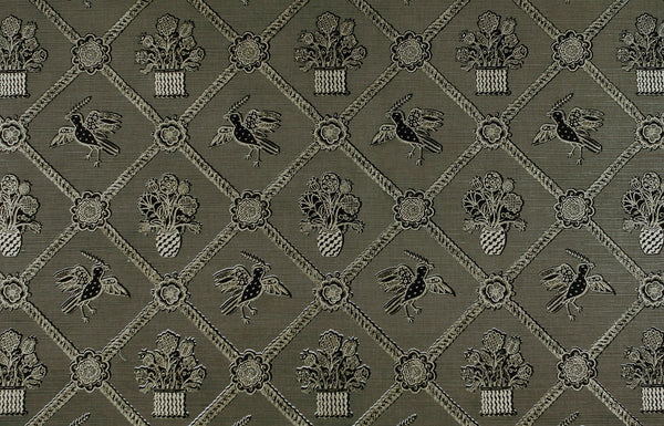 Rope Trellis Linen - Grey / Black / Silver Metallic