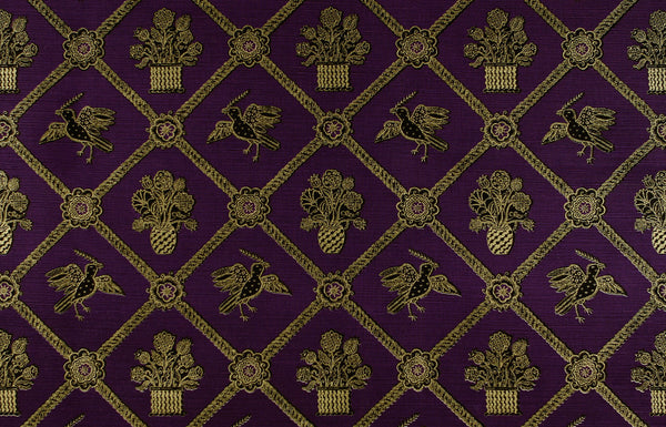 Rope Trellis Linen - Purple / Black / Gold Metallic