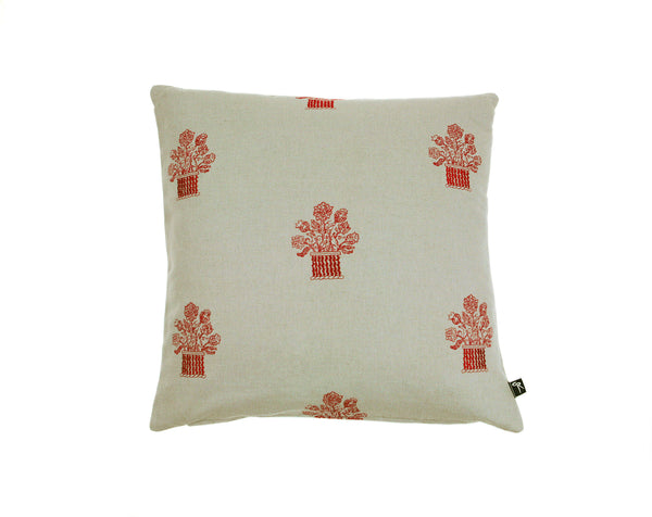 Flower Basket - Silver Grey/Red