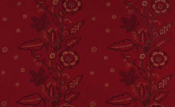 Leaf Stitch Embroidery - Red / Black / Gold Metallic