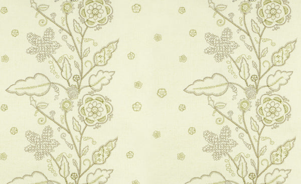 Leaf Stitch Embroidery - Ivory / Beige / Gold Metallic