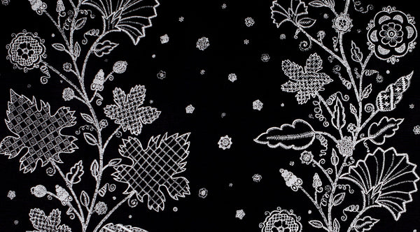 Leaf Stitch Linen - Black / White