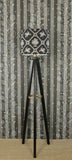 Rope Trellis Linen - Black Background / Natural