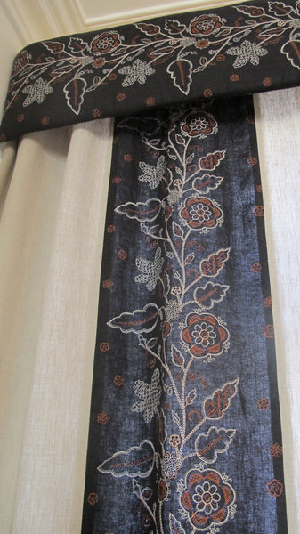 Leaf Stitch Embroidery - Black / Rust / Ivory