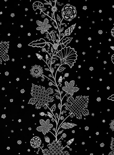 Leaf Stitch Wallpaper - Black / White