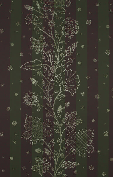 Striped Leaf Stitch Wallpaper - Purple / Grey / White