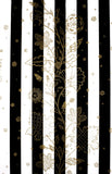 Striped Leaf Stitch Wallpaper - Black / Ivory / Gold Metallic