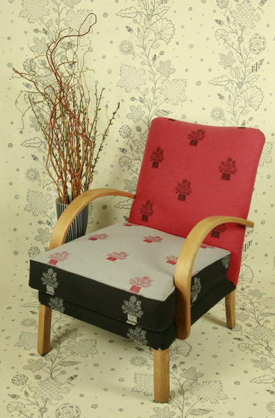 Flower Basket Embroidery - Red / Black