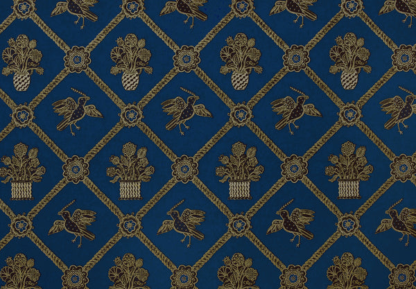Rope Trellis Wallpaper - Royal Blue / Black / Gold Metallic