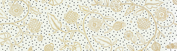 Blackwork Spot Wallpaper - White / Gold Metallic / Black