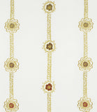 Rosette Rope Embroidered Linen - Ivory / Gold Metallic